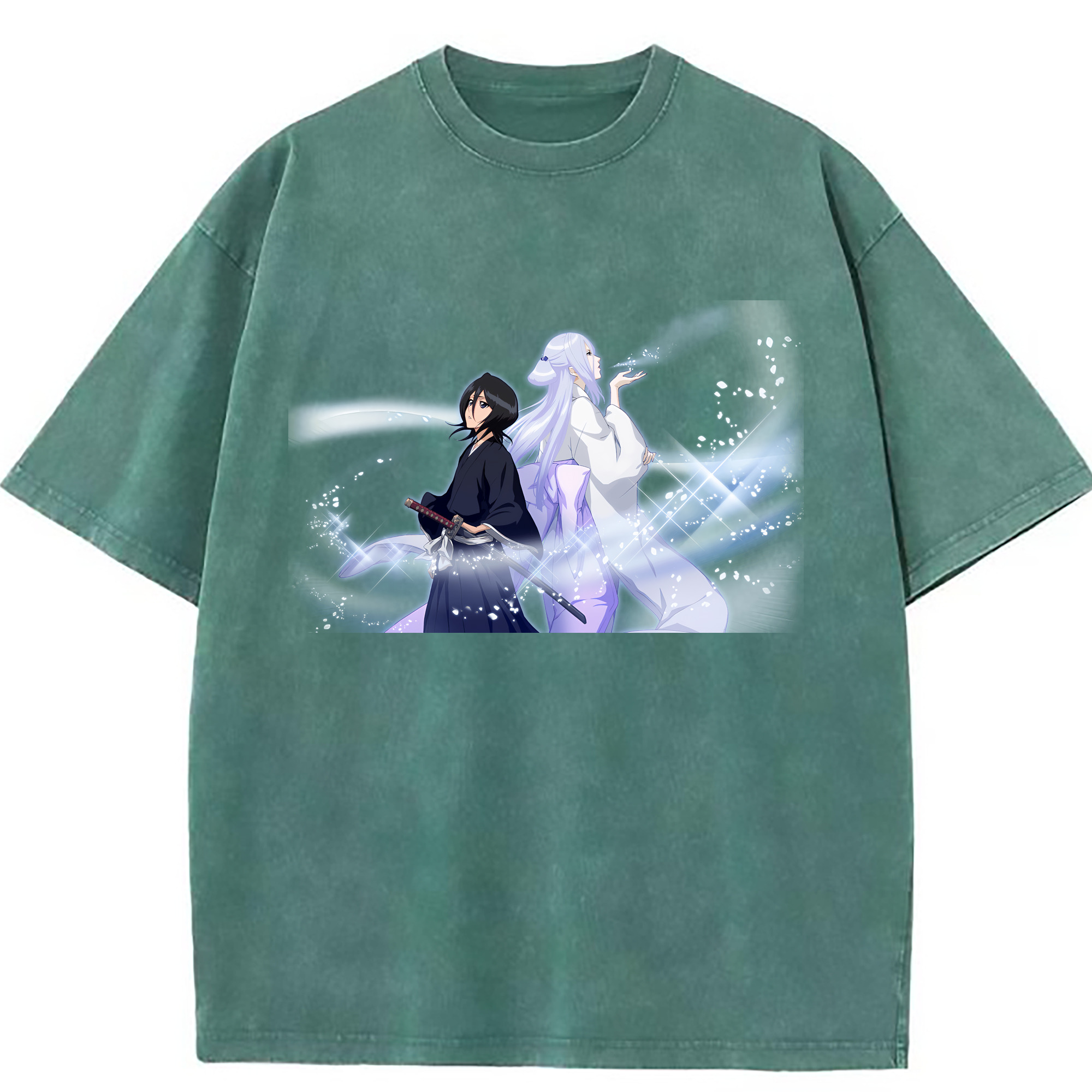（画像用） ブリーチ 朽木ルキア BLEACH Kuchiki Rukia 綿100% ヴィンテージ風 半袖Tシャツ（フロントプリント）
